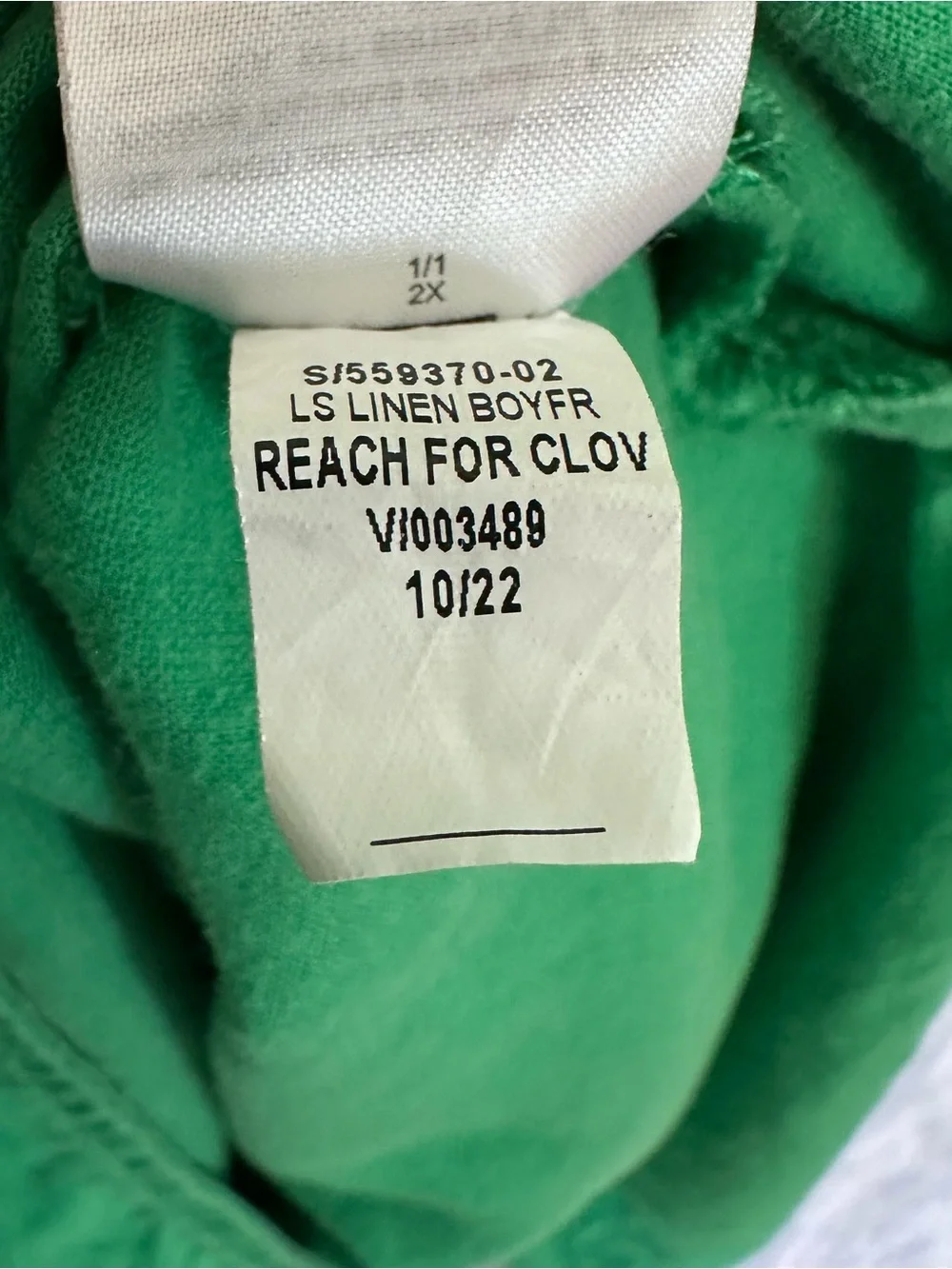 Old Navy Boyfriend Reach for Clover Green Linen Blend Button-Up Shirt 2X